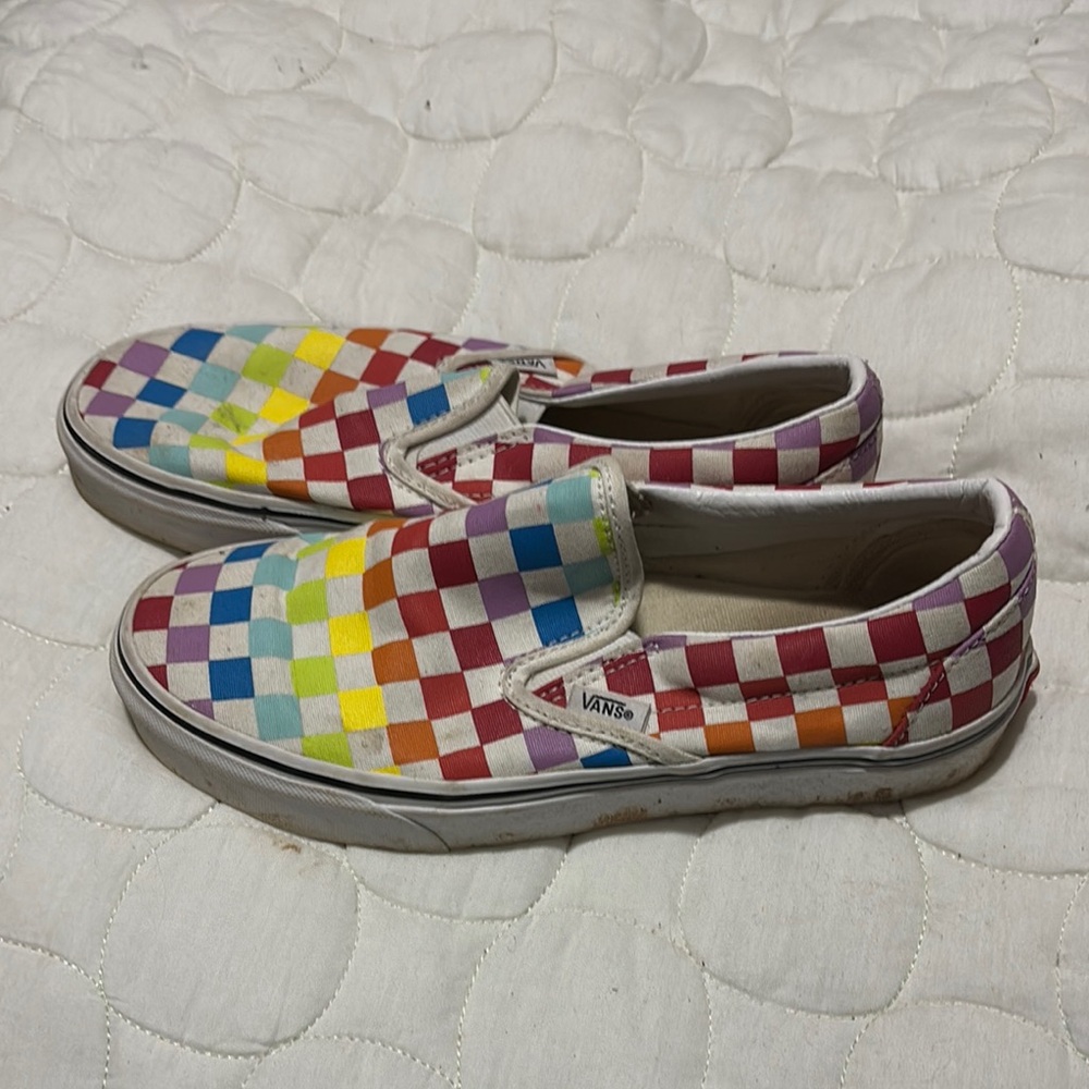 Vans Red and Pink Slip-On Sneakers Canvas Upper